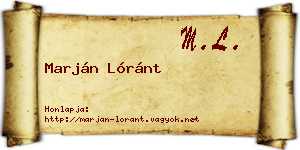 Marján Lóránt névjegykártya